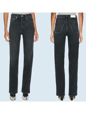 RE / DONE 90s High Rise Button Fly Loose Faded Black Noir OP Jeans Sz 27